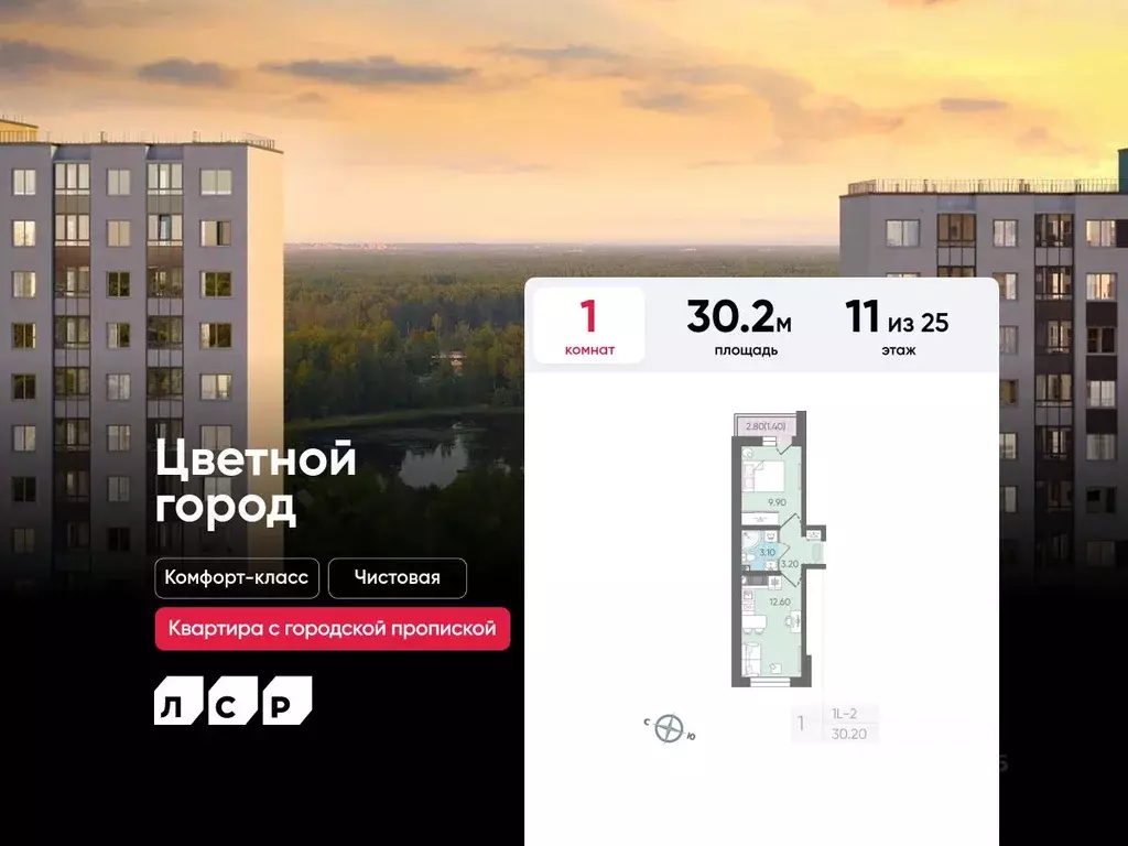 1-к кв. Санкт-Петербург Ручьи тер.,  (30.2 м) - Фото 0