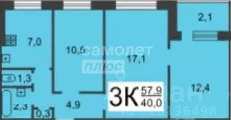 3-к кв. Нижегородская область, Нижний Новгород ул. Исполкома, 6 (57.9 ... - Фото 1