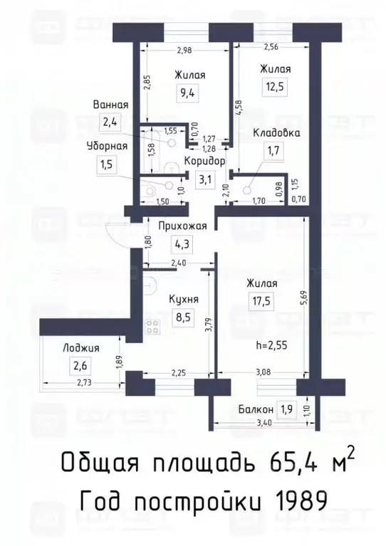 3-к кв. Татарстан, Зеленодольский район, Осиновское с/пос, пос. ... - Фото 2