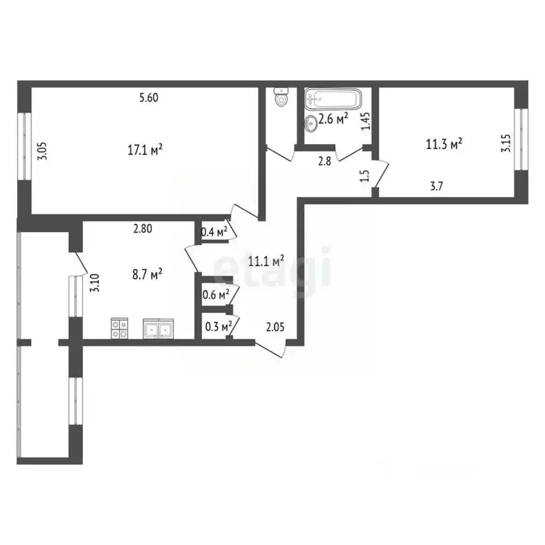 2-к кв. Тамбовская область, Мичуринск Тамбовская ул., 112 (53.2 м) - Фото 0
