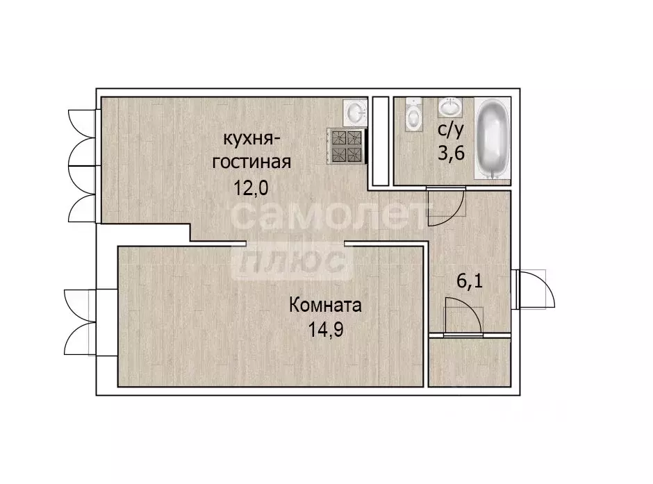 1-к кв. Башкортостан, Уфа ул. Менделеева, 104 (33.8 м) - Фото 2