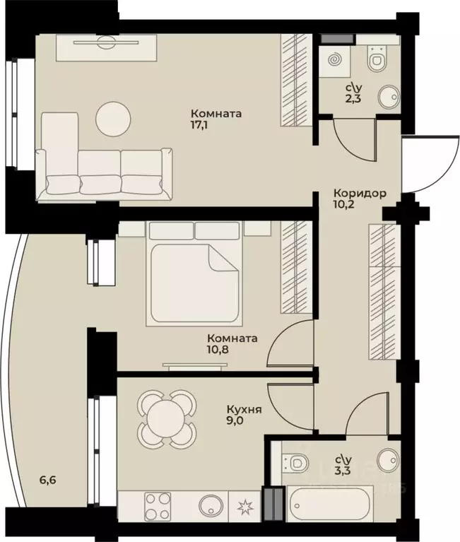 2-к кв. Свердловская область, Сухой Лог ул. Белинского, 40 (50.9 м) - Фото 1