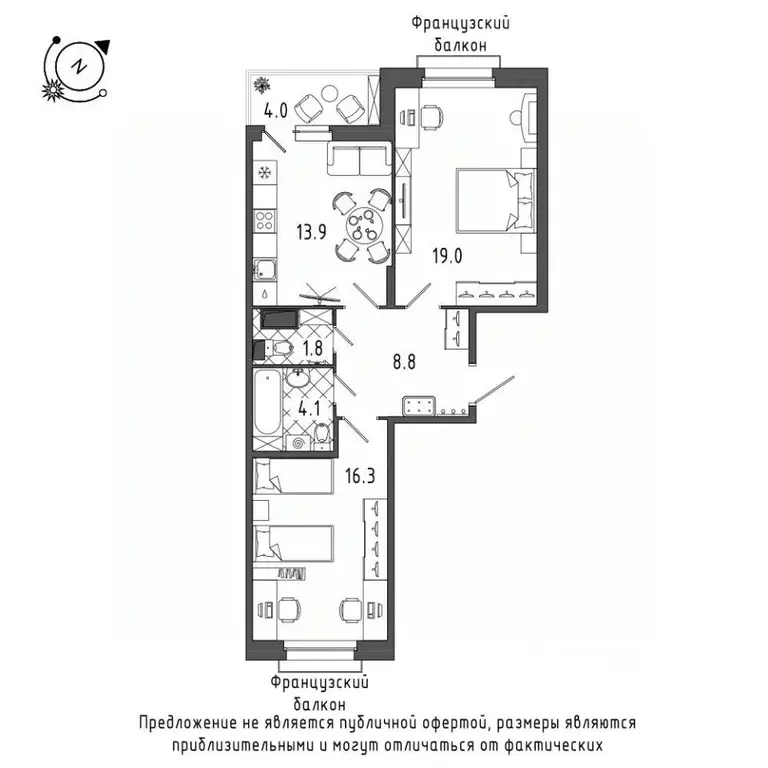 2-к кв. Санкт-Петербург Черниговская ул., 13к2 (66.9 м) - Фото 0