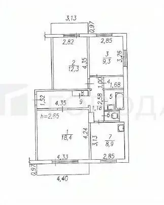 3-к кв. Кемеровская область, Новокузнецк ул. Климасенко, 1/5 (64.8 м) - Фото 1