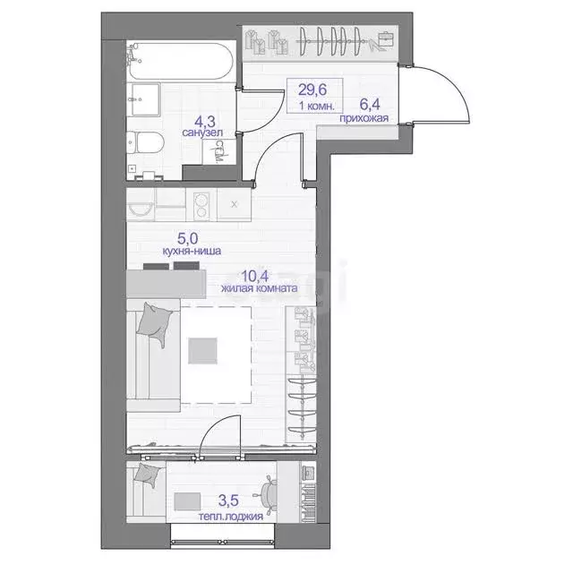 Продаётся квартира-студия, 29.6 м - Фото 0