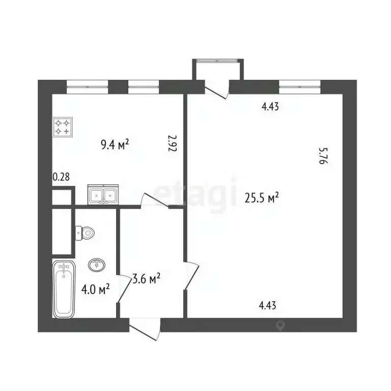 1-к кв. Санкт-Петербург ул. Комиссара Смирнова, 4а (42.8 м) - Фото 1