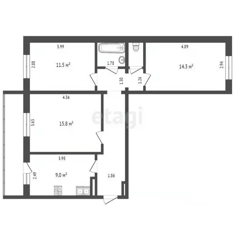 3-к кв. Вологодская область, Вологда Рабочая ул., 1А (70.0 м) - Фото 0