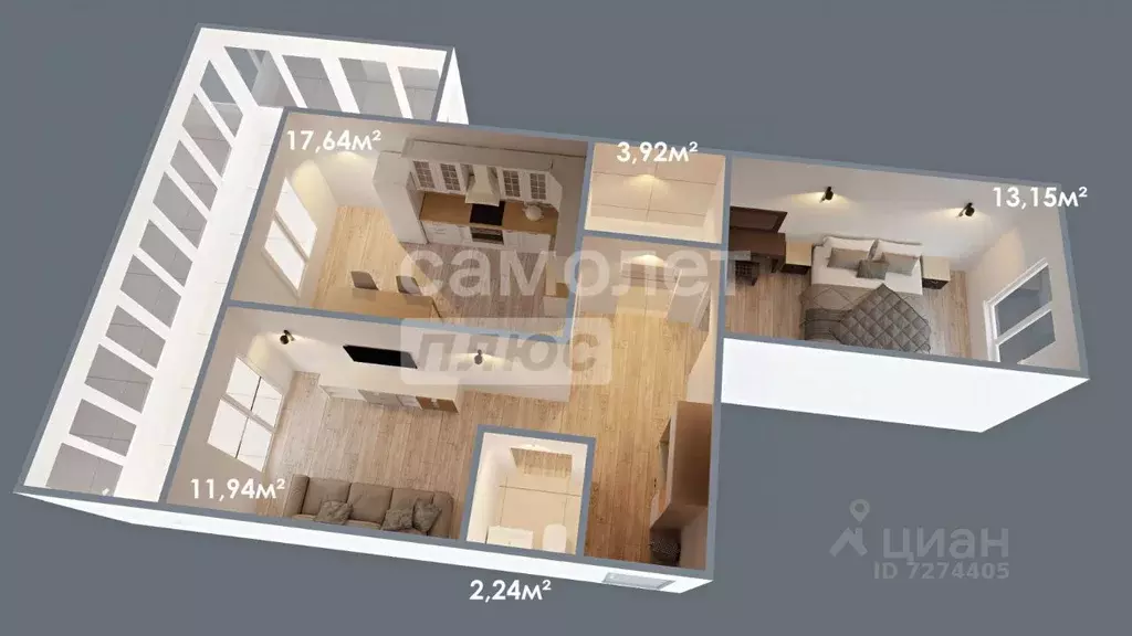 2-к кв. Самарская область, Тольятти Ленинградская ул., 68 (60.0 м) - Фото 2