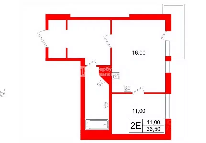 1-к кв. Ленинградская область, Всеволожск ул. Шевченко, 12к4 (36.5 м) - Фото 2