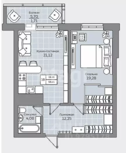 2-к кв. Татарстан, Казань Чистопольская ул., 86/10 (57.0 м) - Фото 2