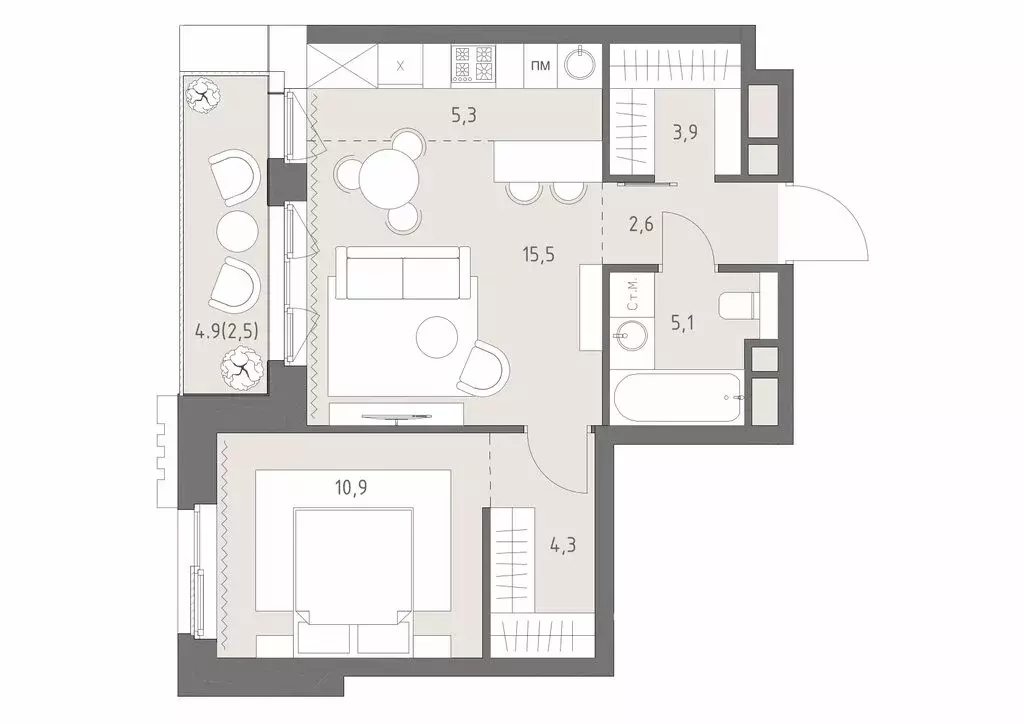 2-комнатная квартира: Москва, ЖК Родина Парк, к1 (50.1 м) - Фото 1