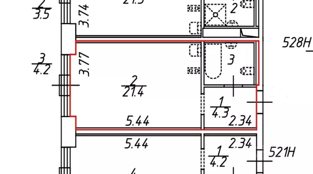Студия Санкт-Петербург наб. Макарова, 58 (29.9 м) - Фото 2