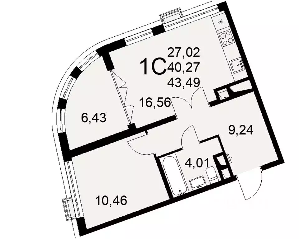 1-к кв. Тульская область, Тула ул. Федора Смирнова, 2 (43.49 м) - Фото 0