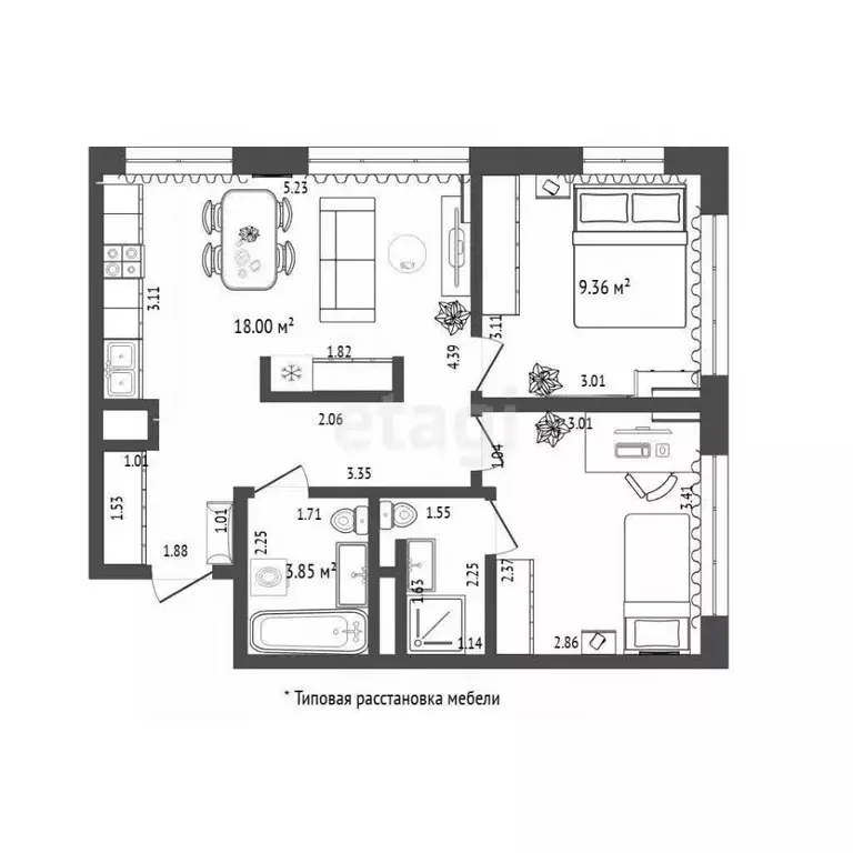 2-к кв. Тюменская область, Тюмень ул. Тимофея Чаркова, 87 (49.6 м) - Фото 2