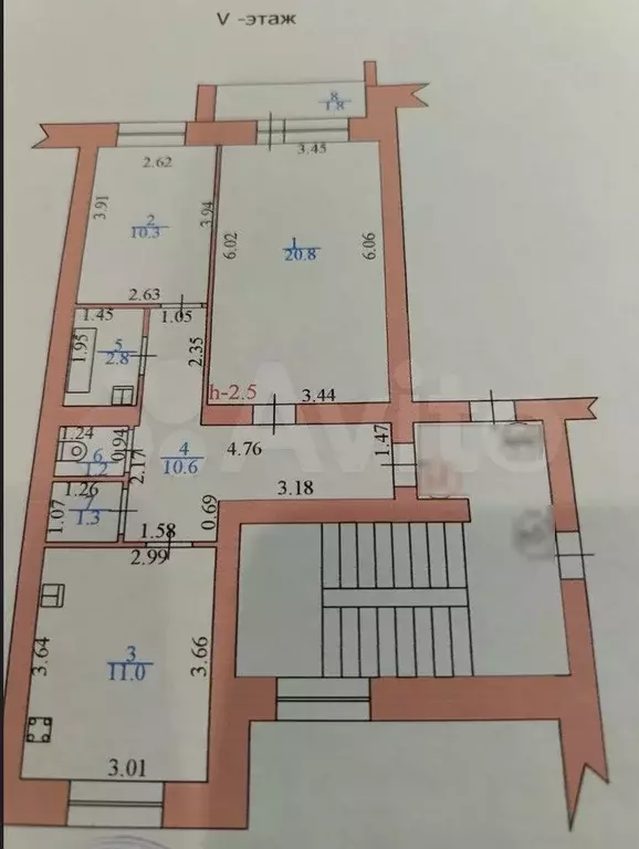 2-к. квартира, 60 м, 5/6 эт. - Фото 0