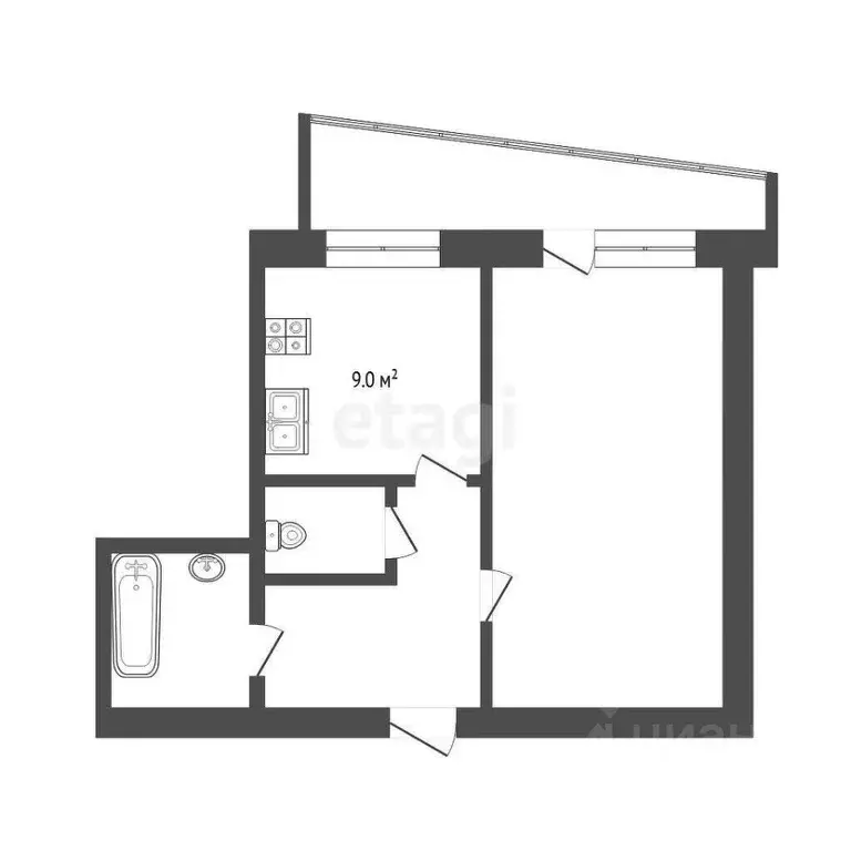 1-к кв. Тюменская область, Тюмень ул. Республики, 92 (34.0 м) - Фото 2