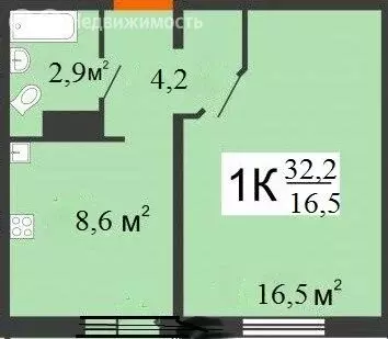 1-комнатная квартира: Нижний Новгород, улица Бориса Видяева, 17 (32.2 ... - Фото 2