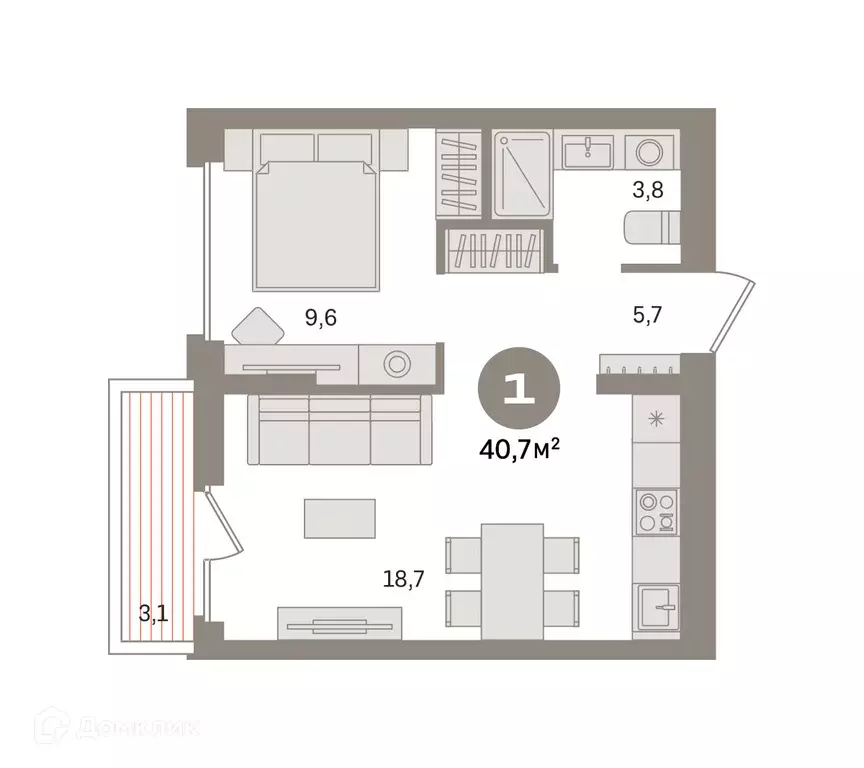 Продаётся 1-к квартира, 40.74 м - Фото 0