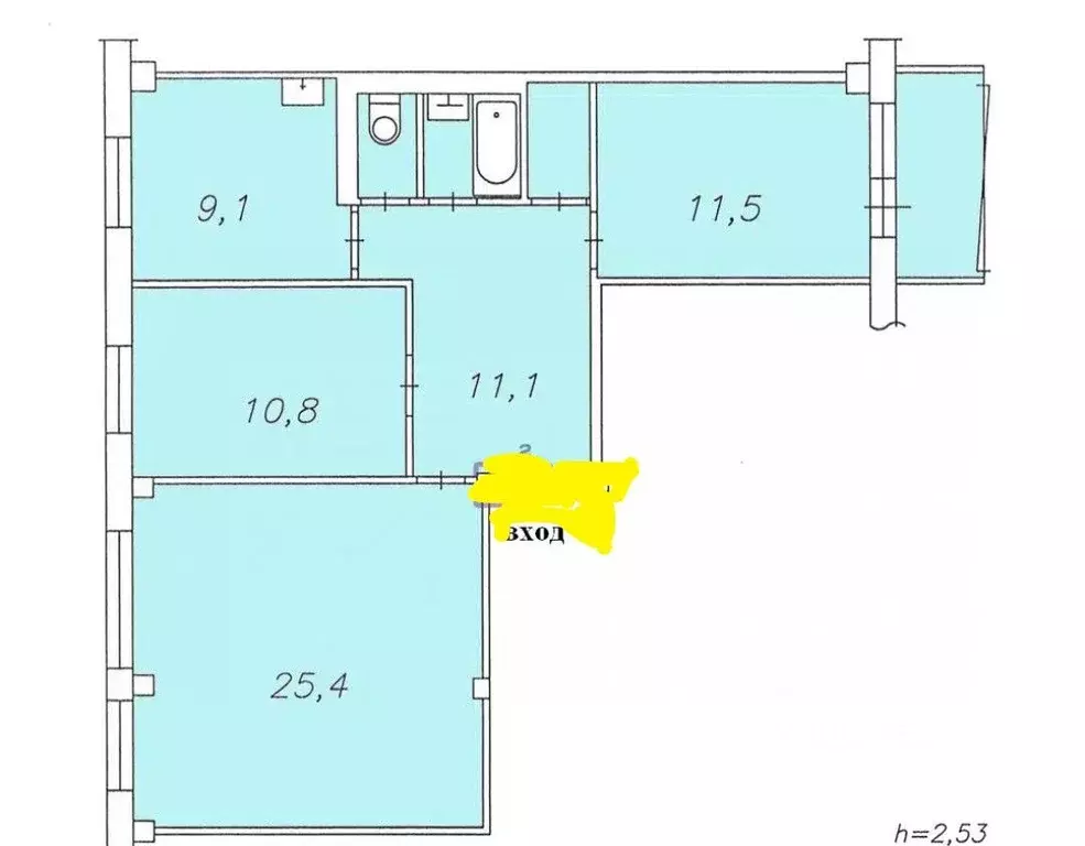3-к кв. Красноярский край, Красноярск имени газеты Красноярский ... - Фото 2
