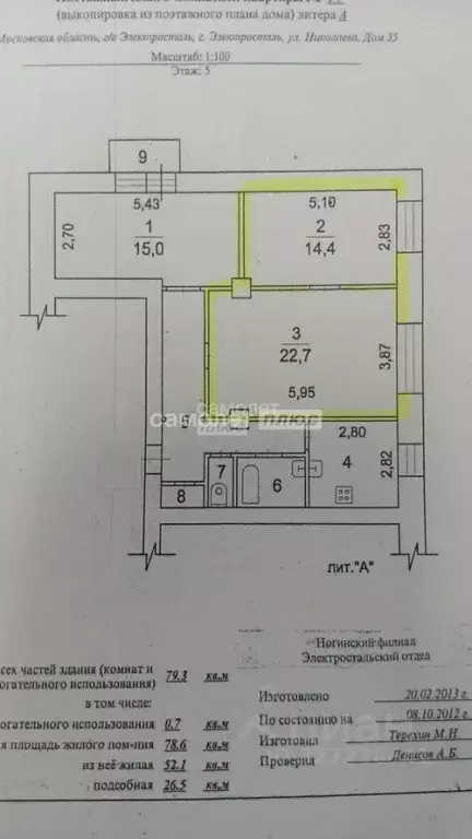 Комната Московская область, Электросталь ул. Николаева, 35 (37.1 м) - Фото 2