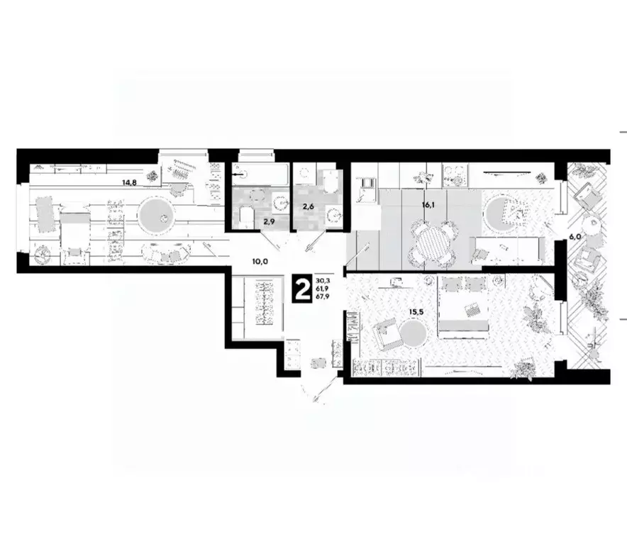 2-к кв. Краснодарский край, Краснодар ул. Ивана Беличенко, 97 (64.0 м) - Фото 0