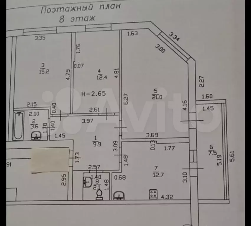 3-к. квартира, 84,4 м, 8/10 эт. - Фото 0