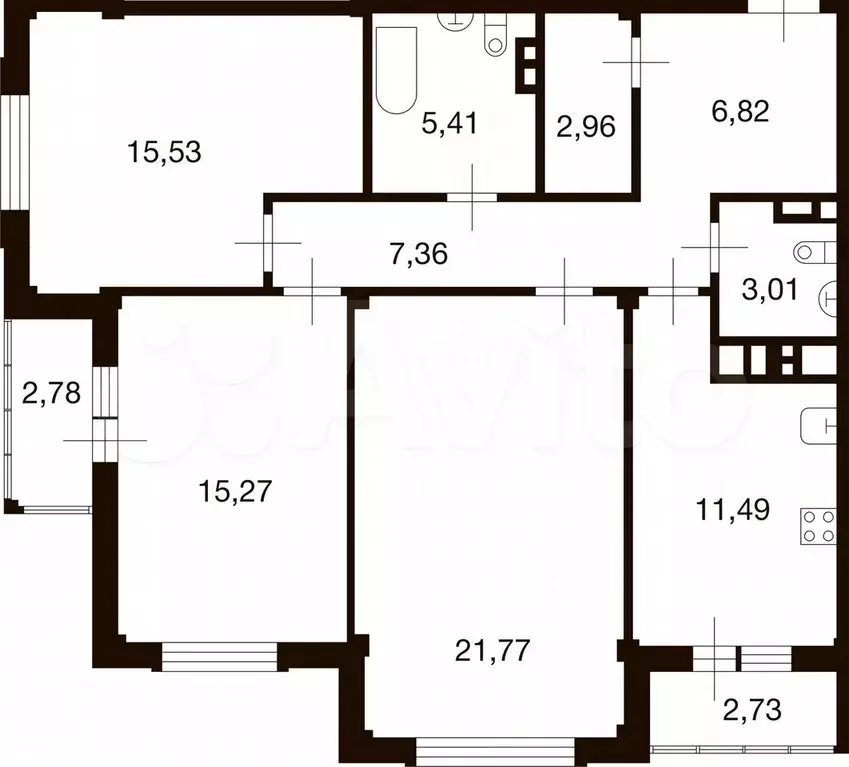 3-к. квартира, 89,4 м, 3/3 эт. - Фото 0