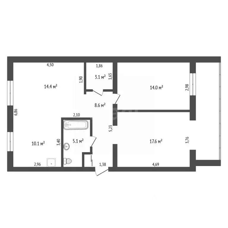 3-к кв. Амурская область, Благовещенск ул. Фрунзе, 48 (73.3 м) - Фото 1