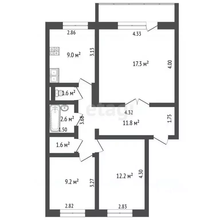 3-к кв. Кемеровская область, Березовский 4-й мкр, бул. Молодежный, 3 ... - Фото 2