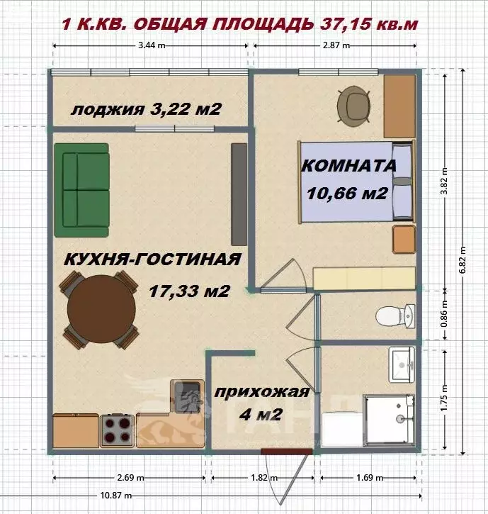 1-комнатная квартира: Мурино, улица Шувалова, 39 (37.15 м) - Фото 0