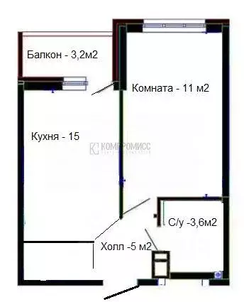 Квартира, 1 комната, 35 м - Фото 1