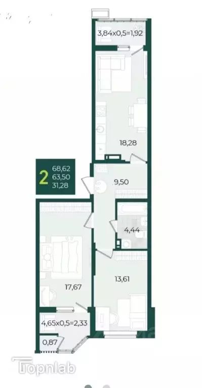 2-к кв. Краснодарский край, Краснодар ул. Штурвальная, 10 (68.62 м) - Фото 1