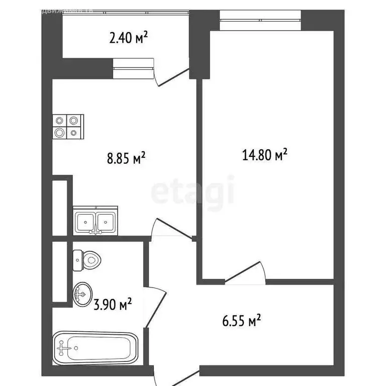 1-комнатная квартира: Яблоновский, Шоссейная улица, 63к7 (34.9 м) - Фото 0
