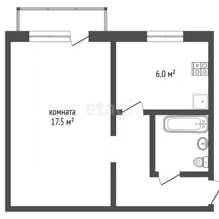 1-к кв. Костромская область, Кострома Крестьянская ул., 2А (32.7 м) - Фото 0