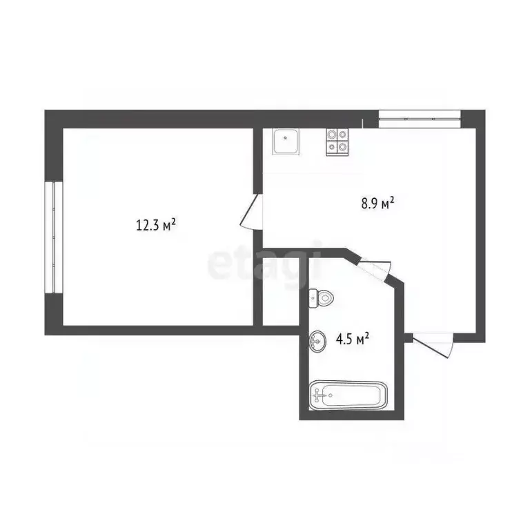 1-к кв. Тюменская область, Тюмень ул. Тальниковая, 9 (26.0 м) - Фото 2