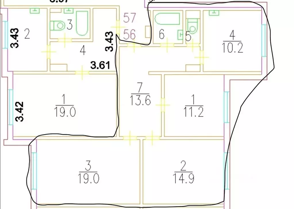 Квартира, 3 комнаты, 73 м - Фото 0