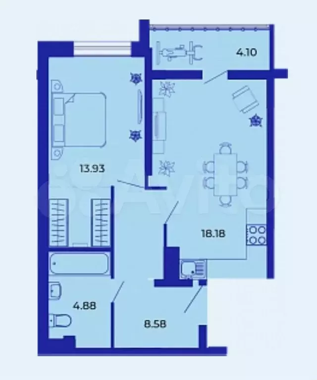 1-к. квартира, 49,7 м, 1/9 эт. - Фото 1