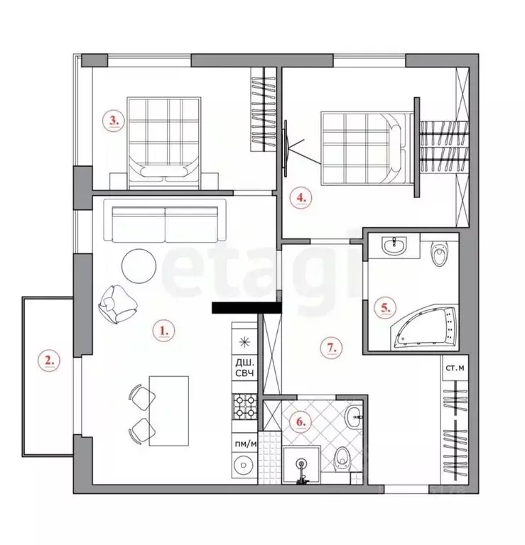 3-к кв. Татарстан, Казань ул. Островского, 103 (78.0 м) - Фото 2