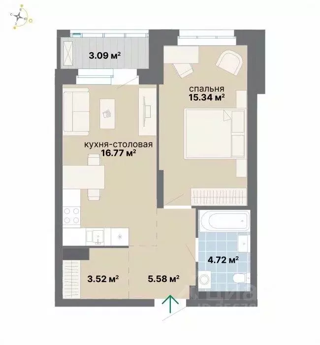 1-к кв. Свердловская область, Екатеринбург Южный жилрайон, Лайв жилой ... - Фото 1