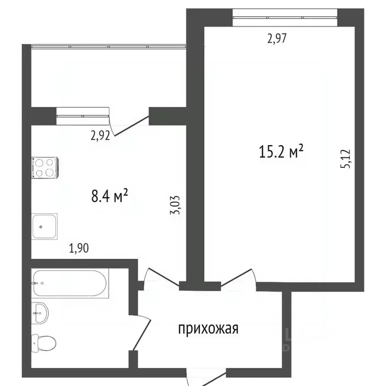 1-к кв. Воронежская область, Воронеж Минская ул., 63а (31.8 м) - Фото 2