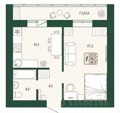 1-к кв. Самарская область, Волжский район, Смышляевка городское ... - Фото 1