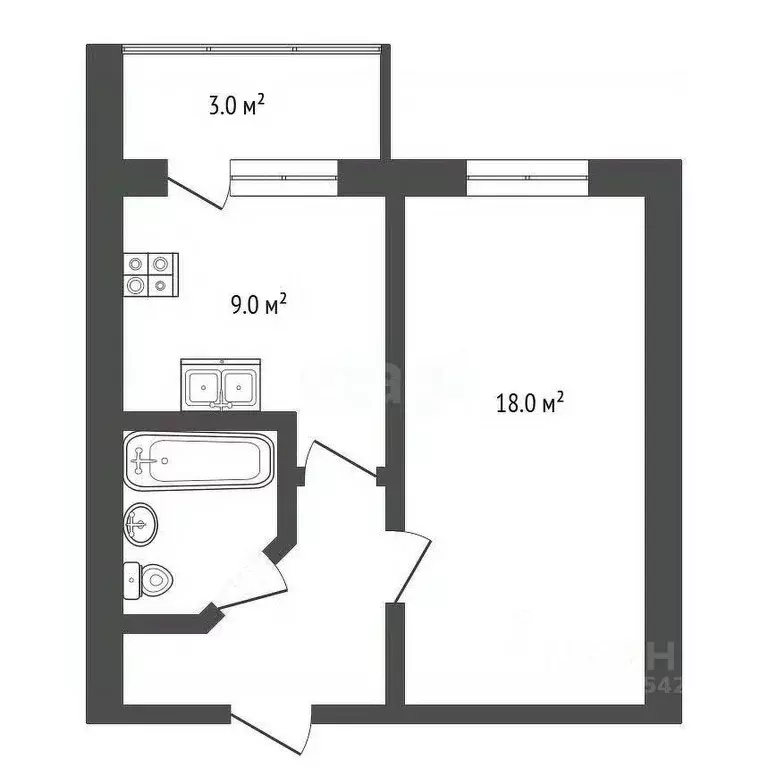 1-к кв. Кемеровская область, Кемерово ул. Терешковой, 16А (36.4 м) - Фото 2