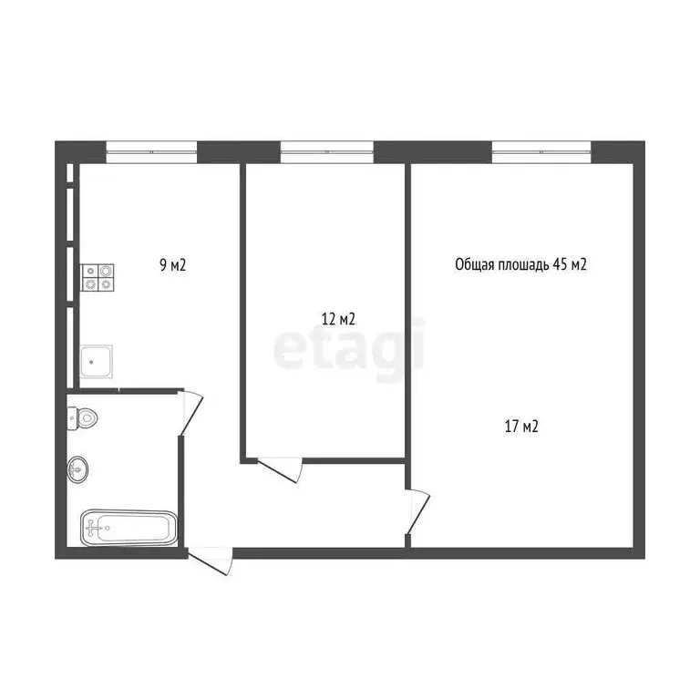 2-комнатная квартира: Новосибирск, Рельсовая улица, 8/1 (45 м) - Фото 1