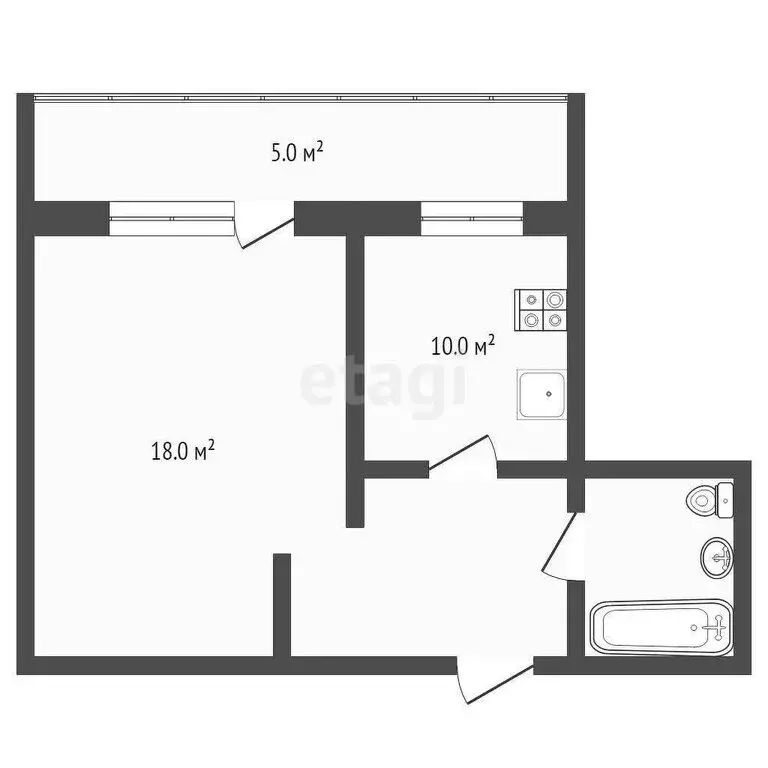 1-комнатная квартира: Тюмень, улица Казачьи Луга, 11 (33 м) - Фото 1