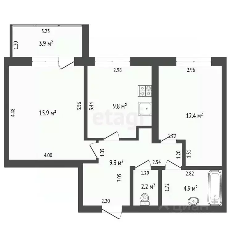 2-к кв. Тюменская область, Тюмень ул. Ю.-Р.Г. Эрвье, 28к3 (54.0 м) - Фото 0