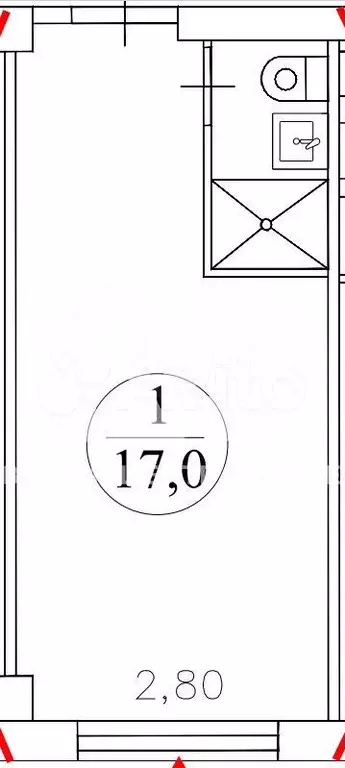 Квартира-студия, 17 м, 3/5 эт. - Фото 0
