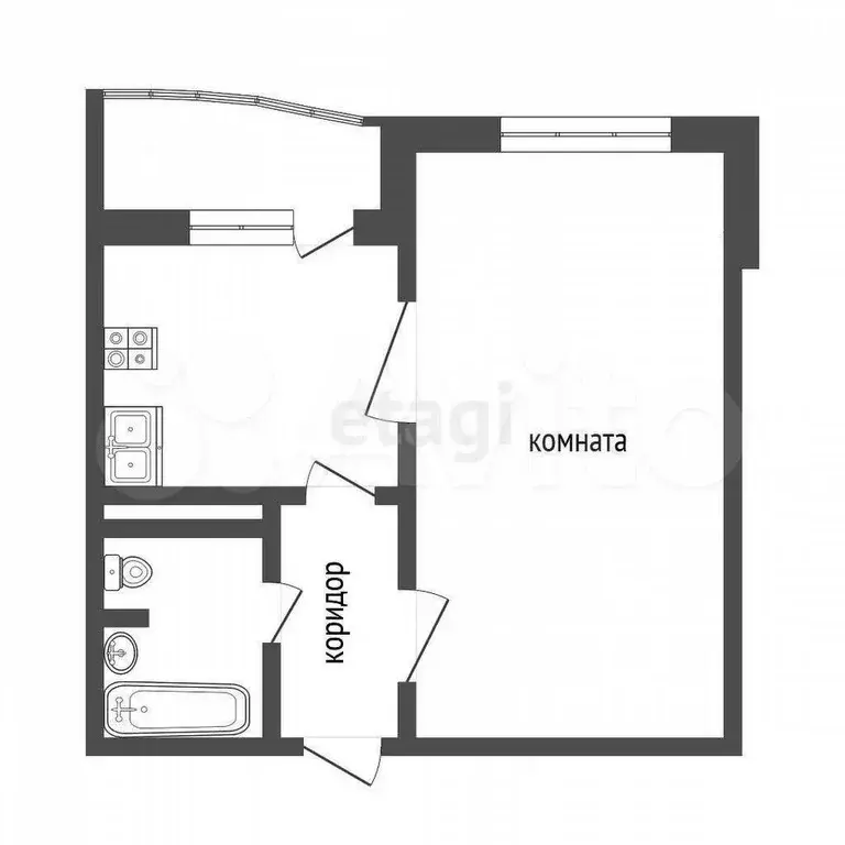 1-к. квартира, 40,7 м, 6/14 эт. - Фото 0