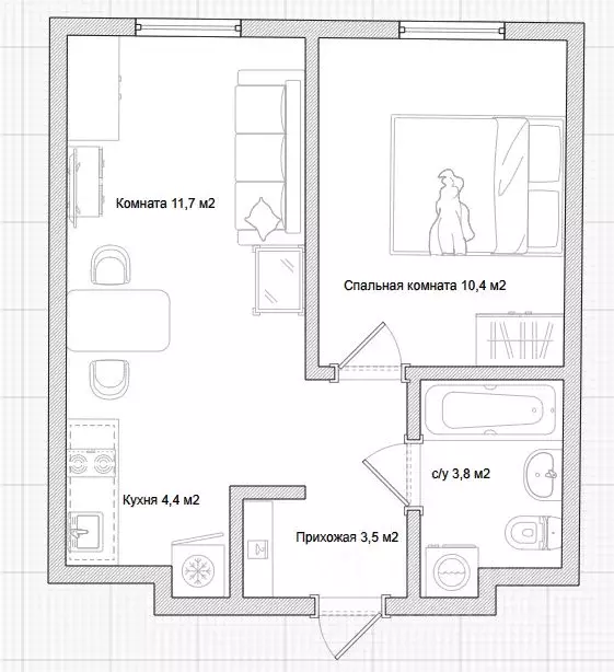 1-к кв. Московская область, Одинцово ул. Маршала Василия Казакова, 3 ... - Фото 2