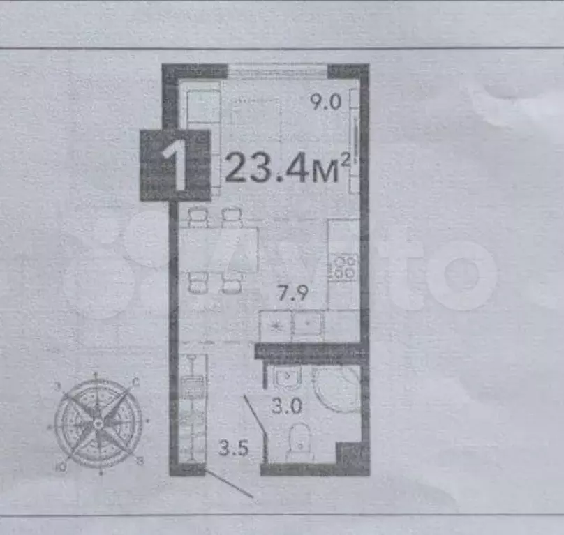 Квартира-студия, 23,4 м, 12/16 эт. - Фото 0