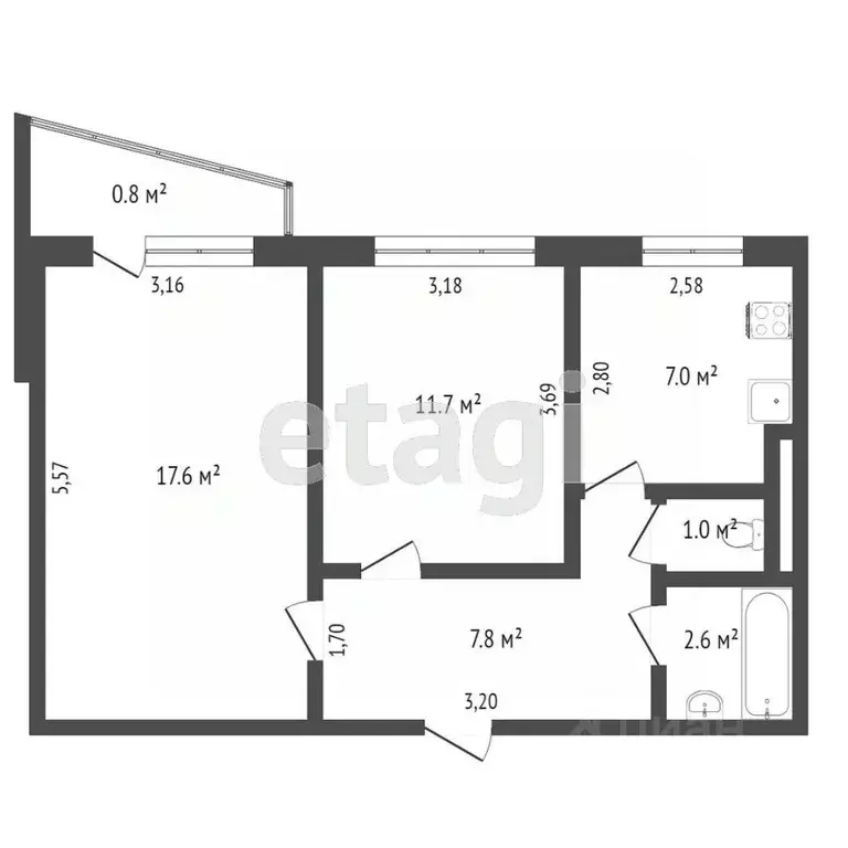 2-к кв. Крым, Симферополь ул. Кечкеметская (49.1 м) - Фото 0